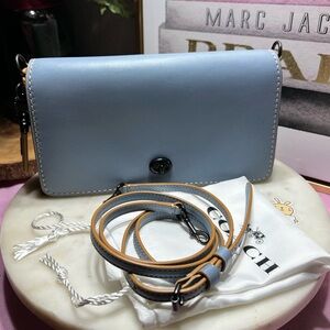 Coach Dinky 1941 Crossbody in light blue, mustard interior EUC